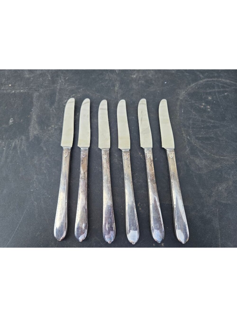 6 Silverplate Berkley Square Stainless Steel Blade Dinner Knives 8 1/2"